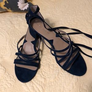 Navy suede sandals